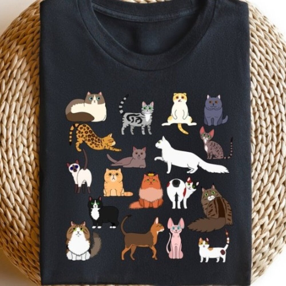 Doodle Cat Theme Shirt, Cottagecore Shirt, Cat Shirt